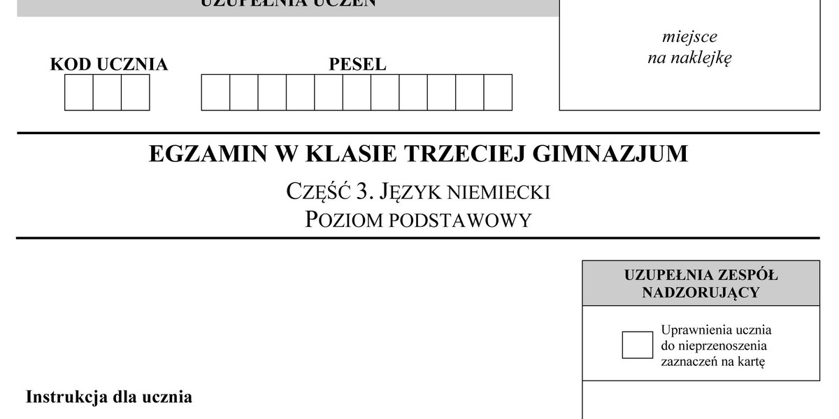 Egzamin gimnazjalny 2017 z języka niemieckiego