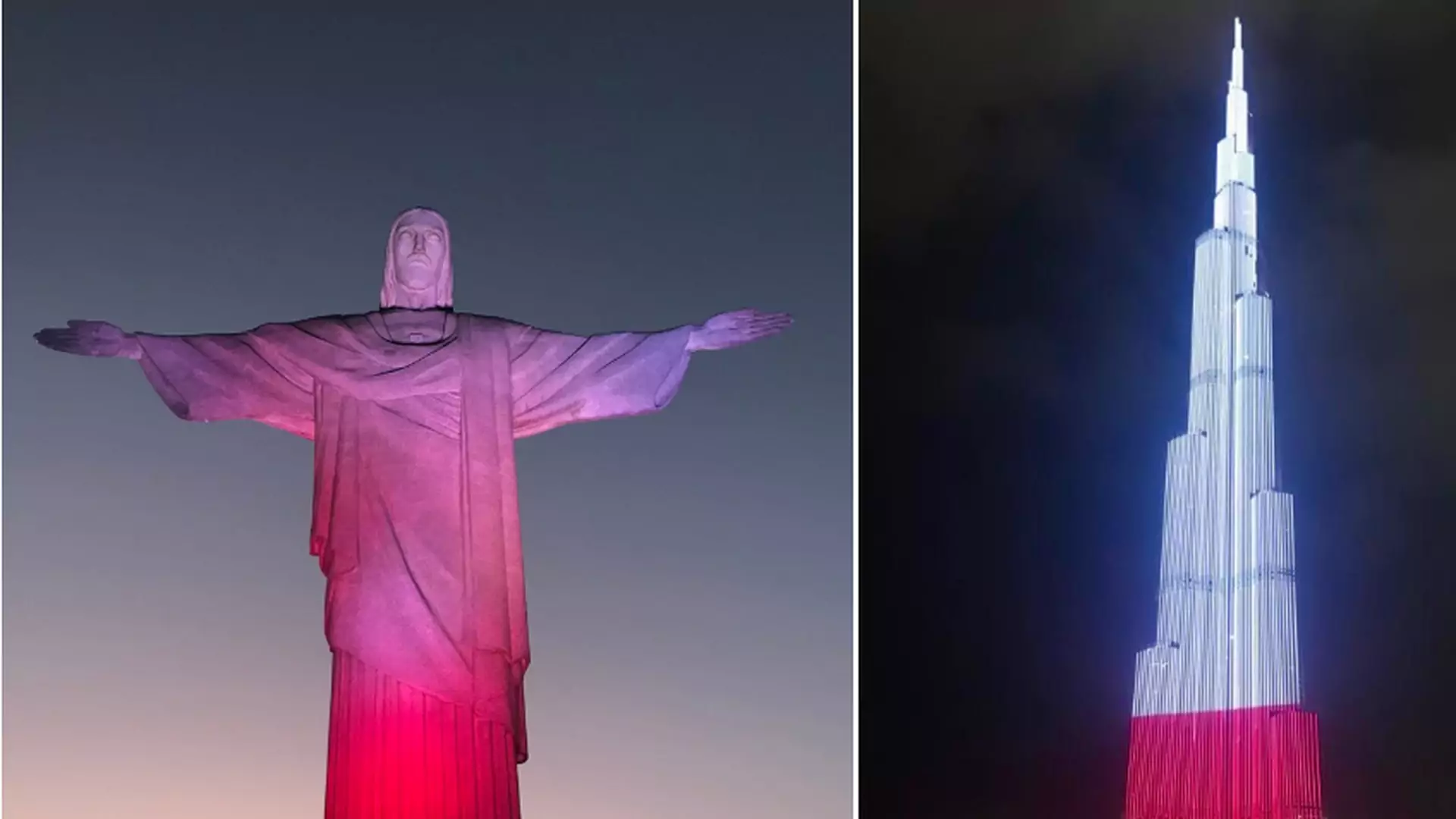 Piramidy egipskie i Jezus w Rio z życzeniami dla Polski. Ponad 30 słynnych budowli zaświeciło na biało-czerwono