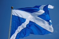 The Scottish flag flies over the Trump International Golf Links in Aberdeen