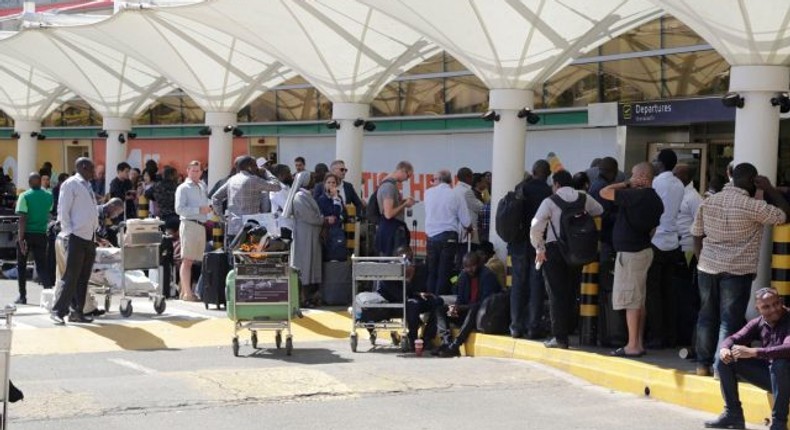 File image of travellers at JKIA