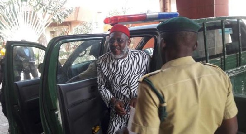 Olisa Metuh arrives an Abuja High court today, January 22, 2016.