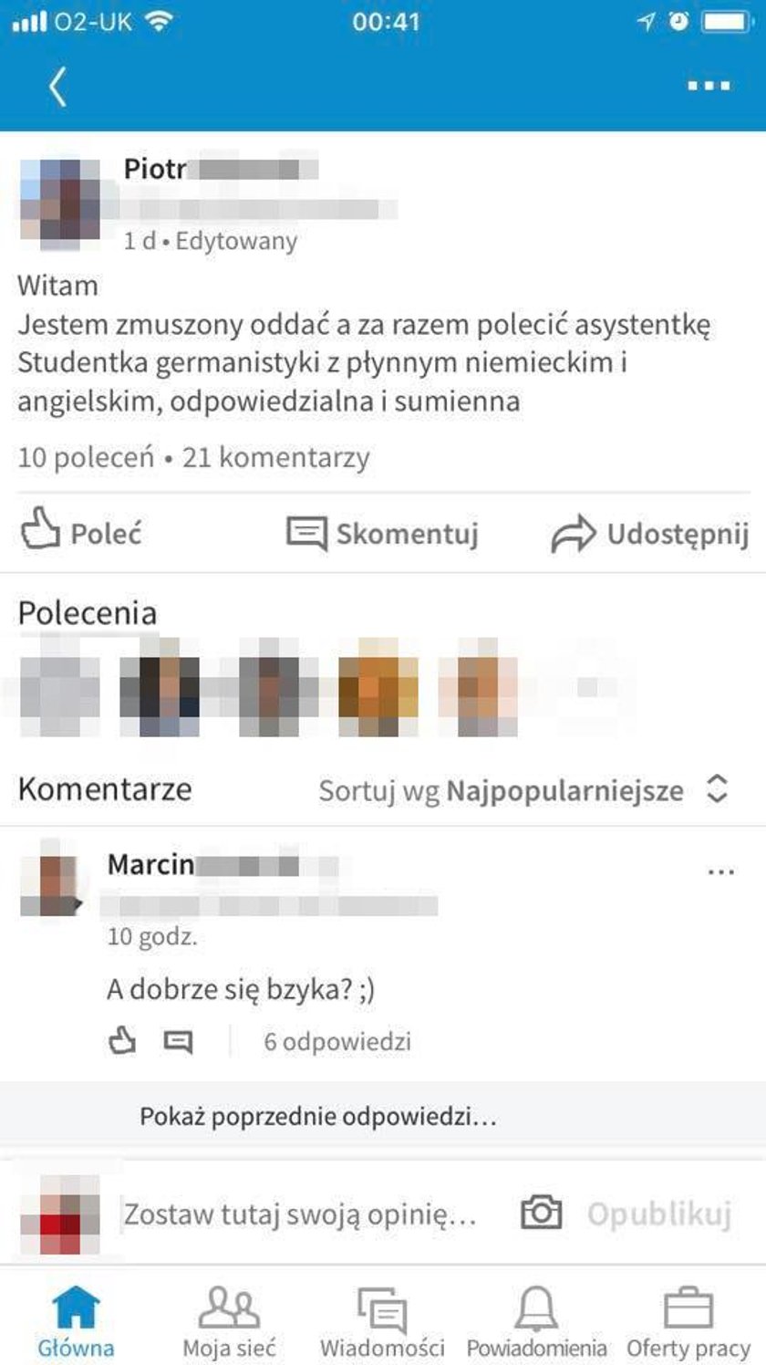 „Oddam asystentkę”... A dobrze się bzyka?"