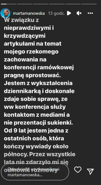 Marta Manowska wydała oświadczenie