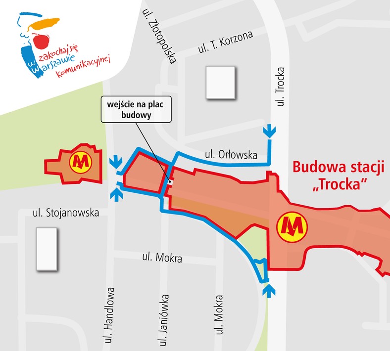 Plan zwiedzania placu budowy stacji Trocka