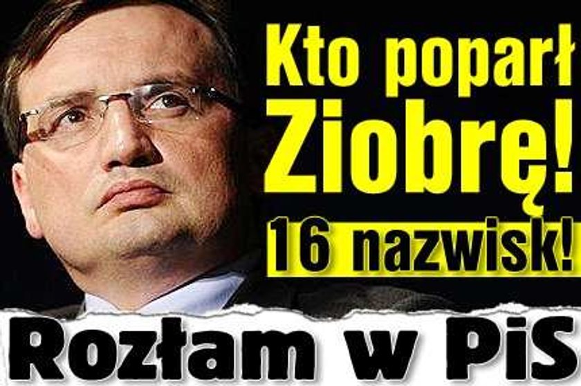 Kto poparł Ziobrę! 16 nazwisk!