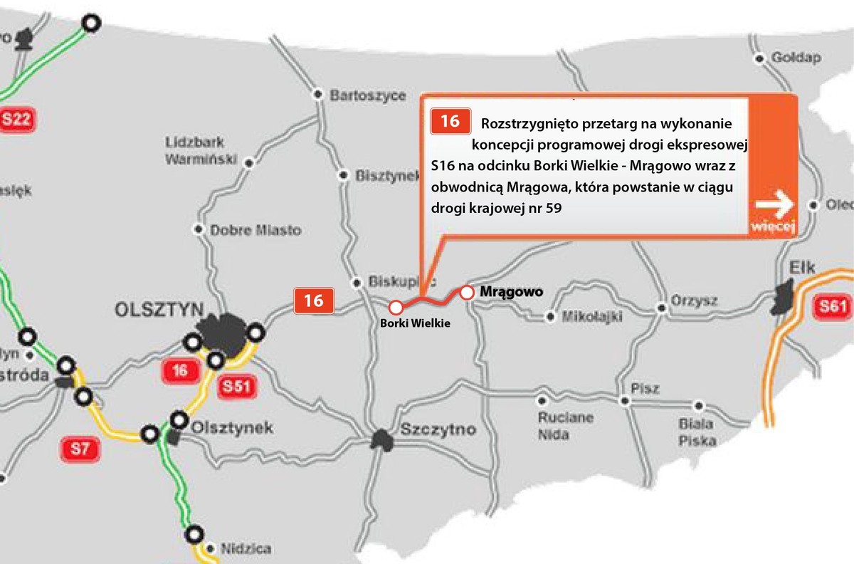 Droga ekspresowa S16- odcinek Borki Wielkie - Mrągowo