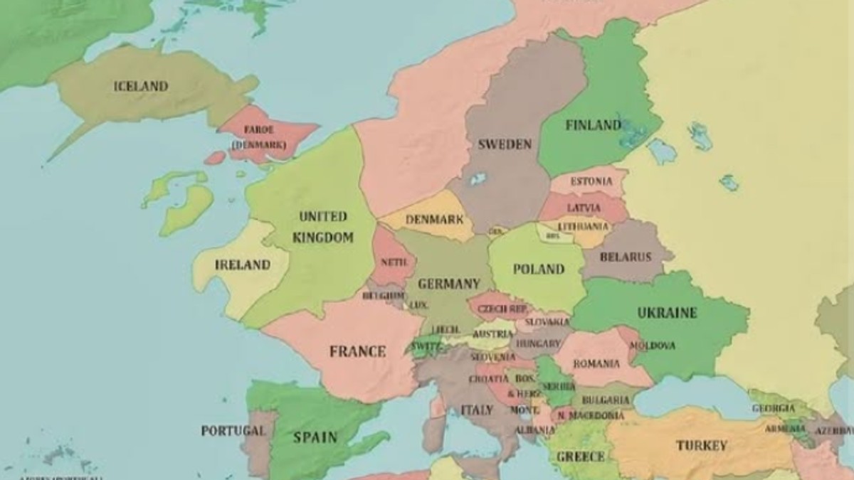Mapa Evrope kada bi nivo mora opao za 1.000 metara