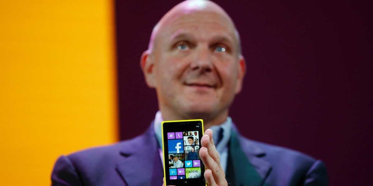 Steve Ballmer, były prezes Microsoftu, podczas prezentacji Windows Phone 8 w 2012 roku