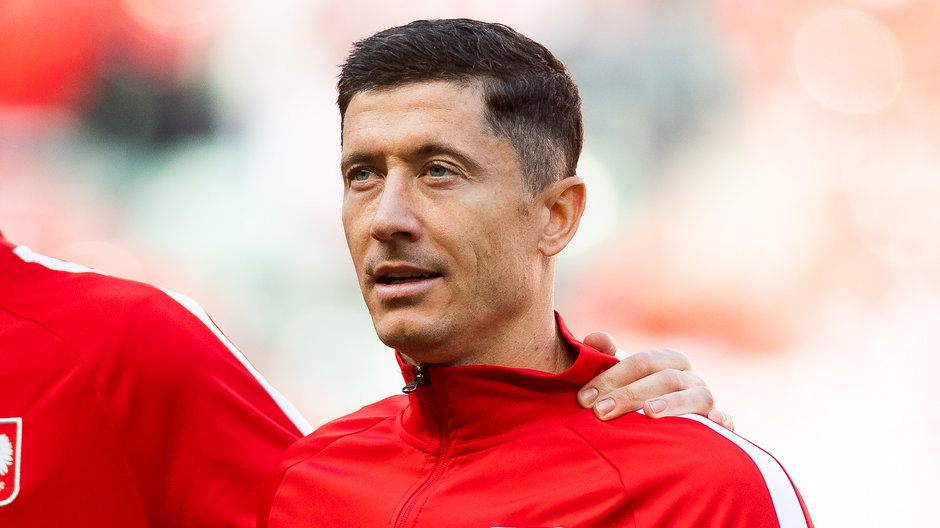 Robert Lewandowski w barwach reprezentacji Polski (maj 2022 r.)