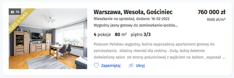 Ogłoszenie z serwisu Morizon