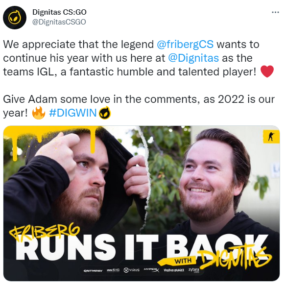 Twitter Dignitas CS:GO 18. januára o 9.03