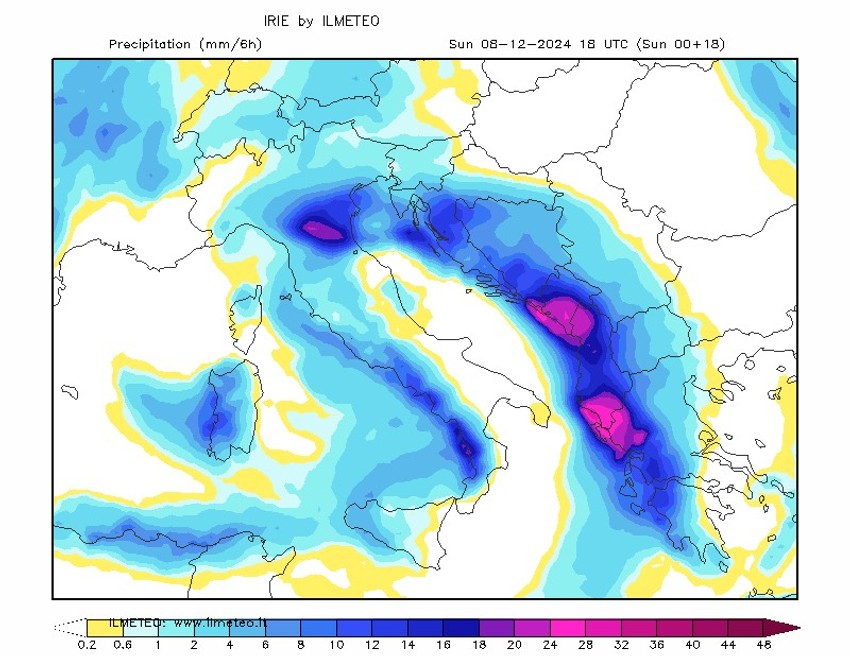 Kretanje ciklona u 18h danas