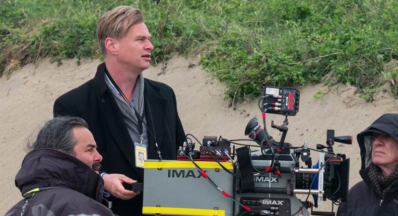 Christopher Nolan on the set of Dunkirk.