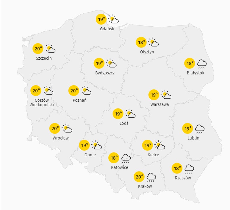 Pogoda na wtorek, 07.07 - temperatura