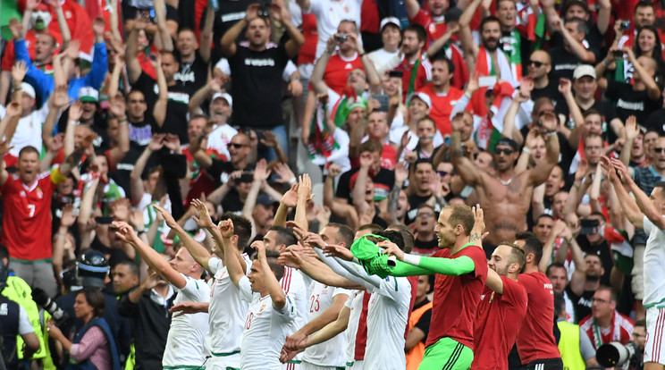 A magyar labda-
rúgó-válogatott 
megérdemli az ünneplést: várakozáson felül szerepel, Ausztriát legyőzte, Izlanddal döntetlenezett, és vezeti 
a csoportját /Fotó: AFP