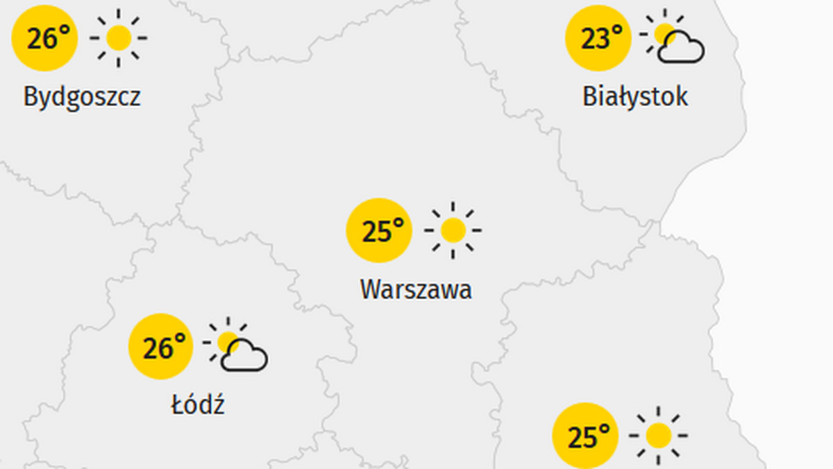 Pogoda w mieście Warszawa na dziś. Temperatura będzie równa 27.9 stopni Celsjusza, a jej odczuwalna miara to 30 ℃. Zachmurzenie dzisiaj wyniesie: 0%. Wiatr zawieje z szybkością 1.3 m/s. Aura pogodowa jest jednak często nieprzewidywalna, więc trzeba liczyć się z tym, że pogoda w miejscowości Warszawa czymś nas zdziwi.