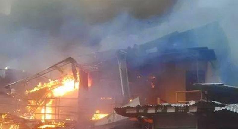 Fire outbreak in Balogun Market (Photo used for illustrative purposes only)