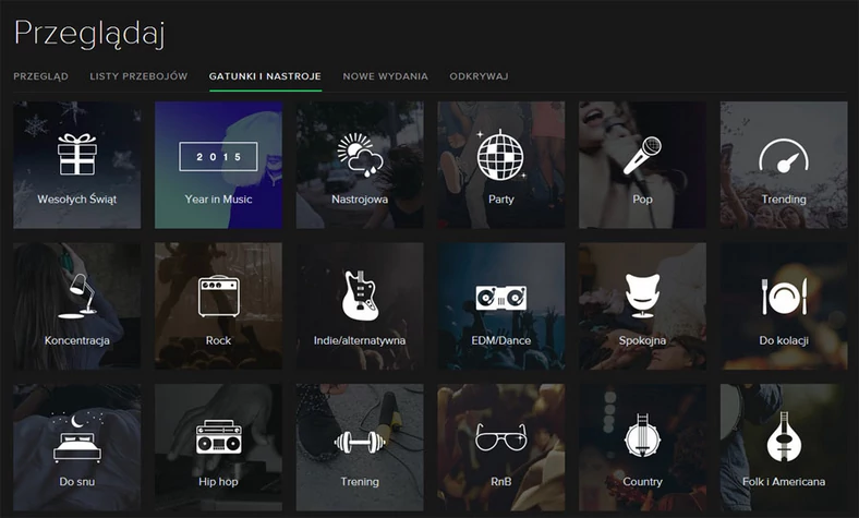 Playlisty dopasowane do naszego samopoczucia lub zajęcia są jednym z atutów Spotify