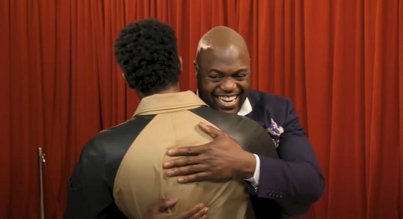 Emotional moment as Ghanaian meets Chadwick Boseman for the first time