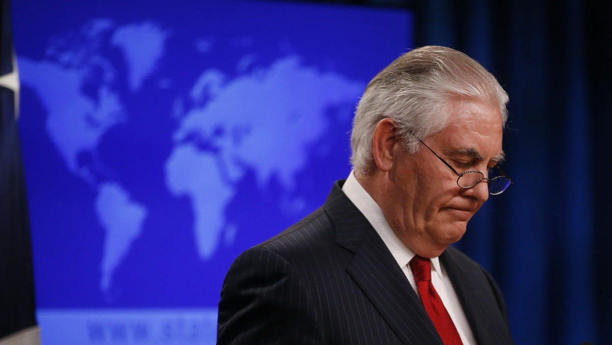 U.S. Secretary of State Rex Tillerson speaks to the media at the U.S. State Department after being f