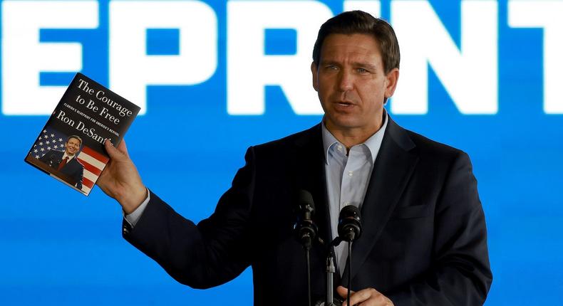 Florida Gov. Ron DeSantis speaks during an event spotlighting his newly released book, The Courage To Be Free: Floridas Blueprint For Americas Revival at the Orange County Choppers Road House & Museum on March 08, 2023 in Pinellas Park, Florida.Joe Raedle/Getty Images