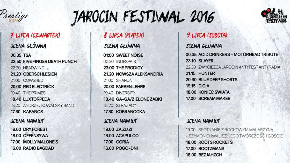 Około 50 koncertów w różnych stylach muzycznych, wystawy i spotkania z ciekawymi ludźmi - tak zapowiada się Jarocin Festiwal 2016. W dniach 7–9 lipca Jarocin ponownie stanie się stolicą polskiego rocka. Tegoroczna edycja będzie miała najmocniejszą obsadę w historii - przekonują organizatorzy.