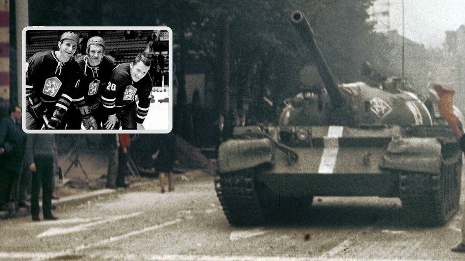 Czescy hokeiści po inwazji Układu Warszawskiego w 1968