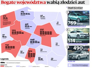 Mapa kradzieży samochodów w Polsce: bogate regiony wabią złodziei