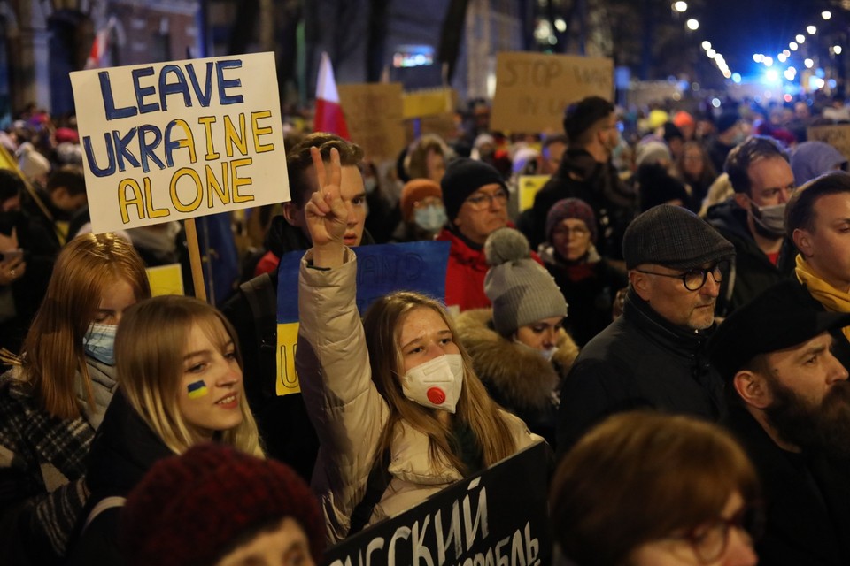 Manifestacje solidarnościowe z Ukrainą w Warszawie, 25 lutego