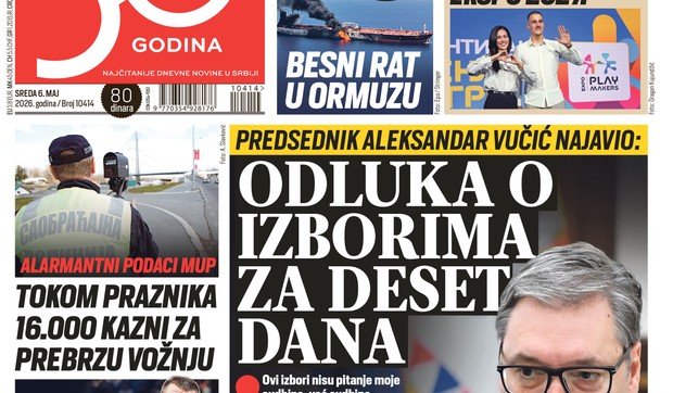 Blic naslovna strana za 6.5.
