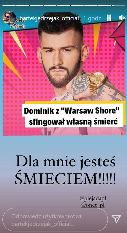 Bartek Jędrzejak o zachowaniu Dominika z "Warsaw Shore"