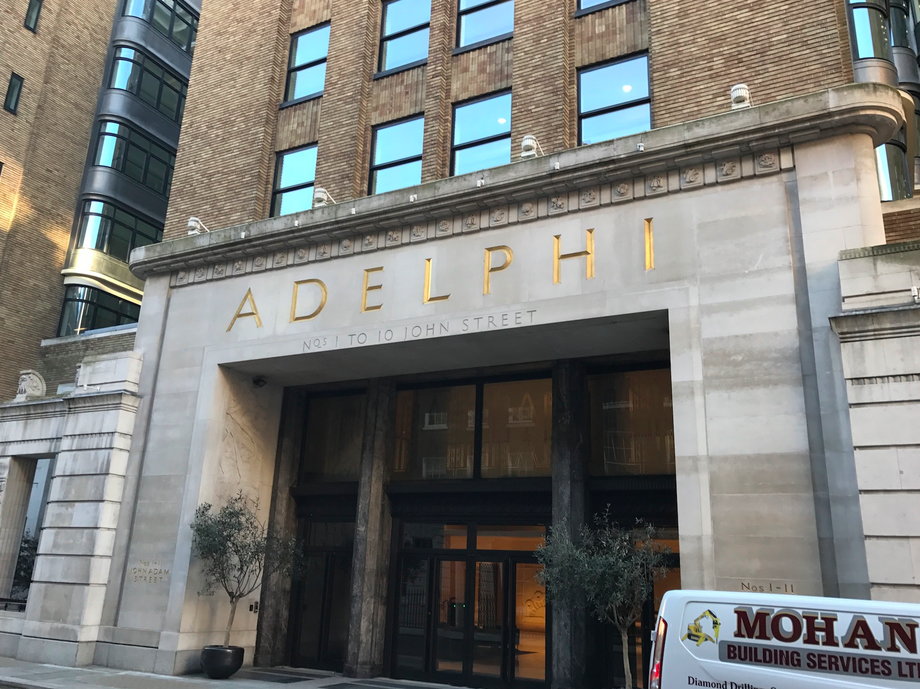The main entrance of the Adelphi Building.