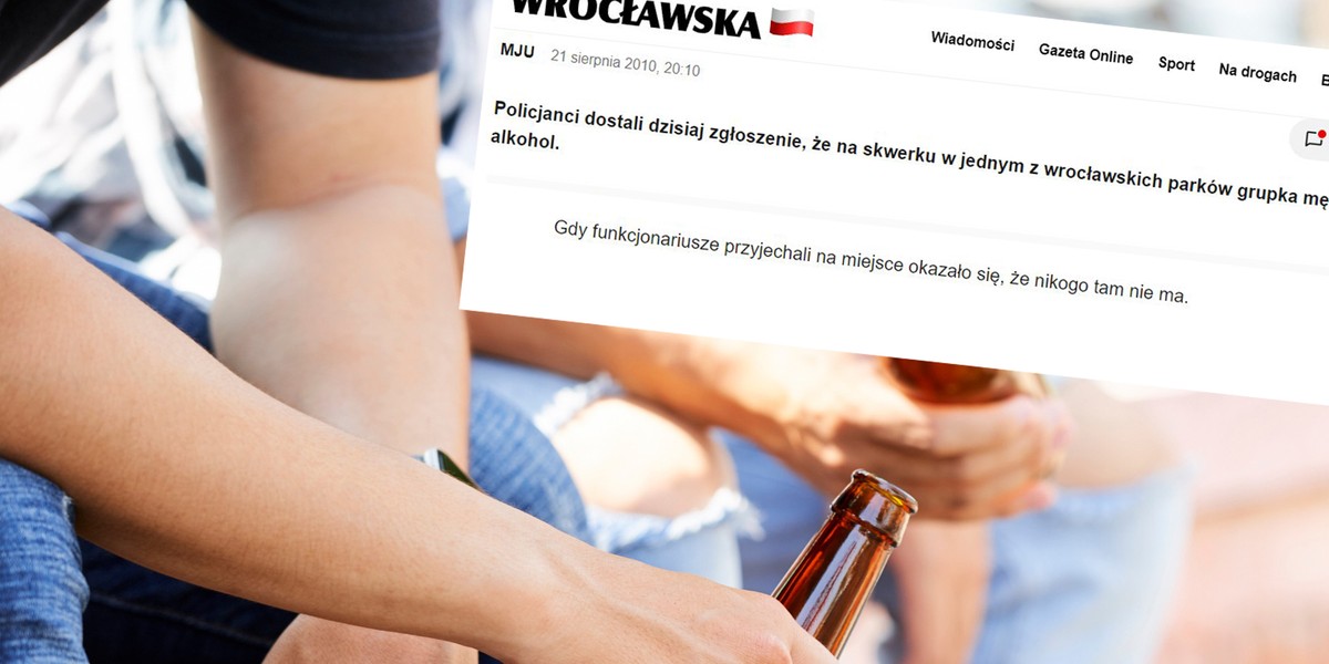 Artykuł "Libacja na skwerku" stał się pamiętnym hitem internetu.