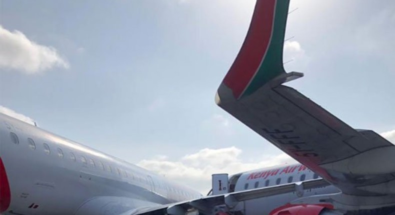 Two embrear planes belonging to Kenya Airways that collided Jomo Kenyatta International Airport in Nairobi