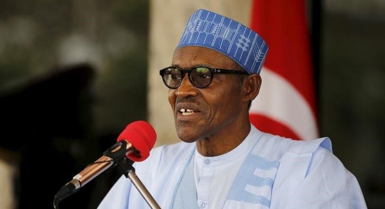 Nigerian President Muhammadu Buhari speaks during a news conference after meeting with Turkish President Tayyip Erdogan in Abuja, Nigeria March 2, 2016