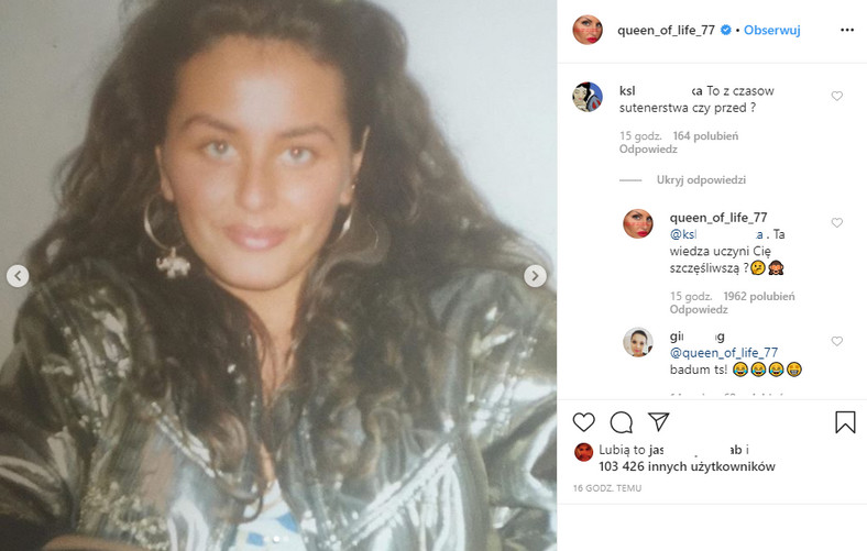 Dagmara Kaźmierska z programu "Królowe życia" na Instagramie