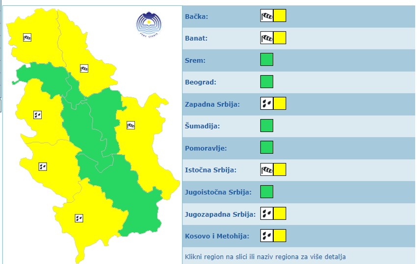 Meteoalarm za nedelju