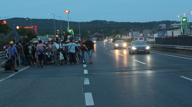 Ősszel többezer menekült érkezett hazánkba, sokuk az autópályán próbbált meg eljutni Ausztriába /Fotó: Gy. Balázs Béla