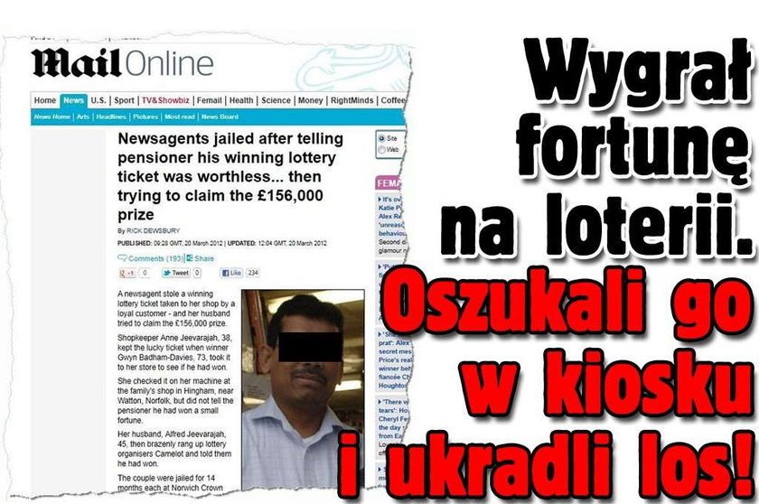 Wygrał fortunę na loterii. Oszukali go w kiosku i ukradli los!