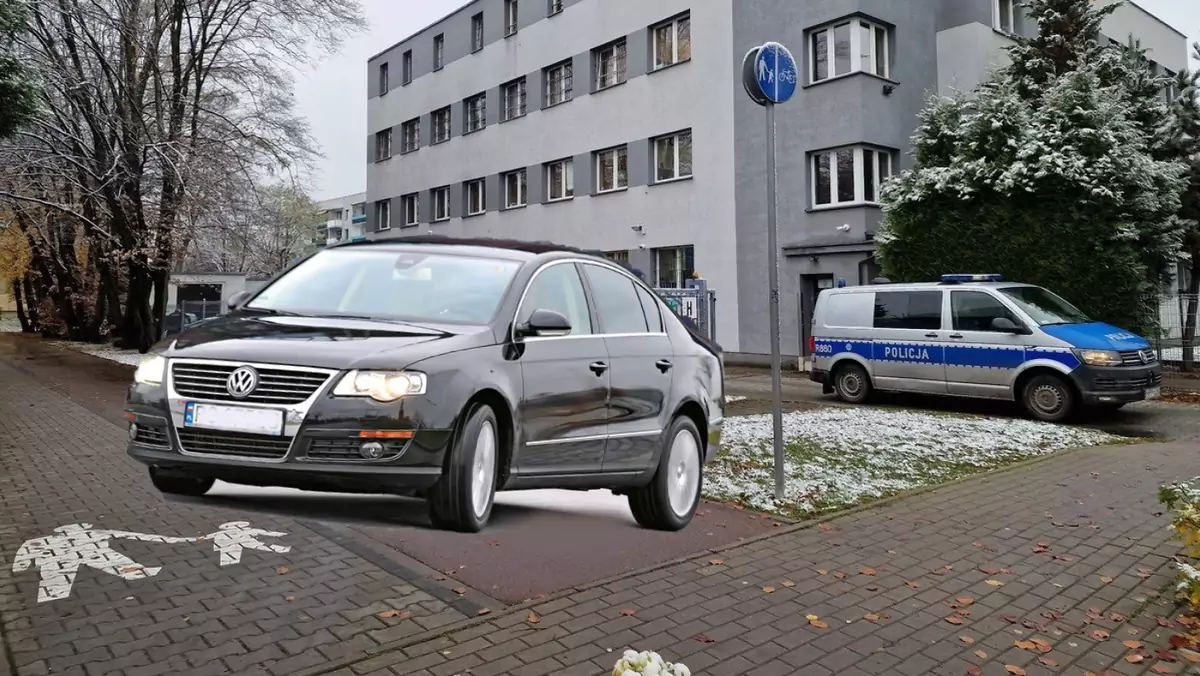 Kierowcę Passata poniosła wyobraźnia. Wszystko nagrał monitoring policji