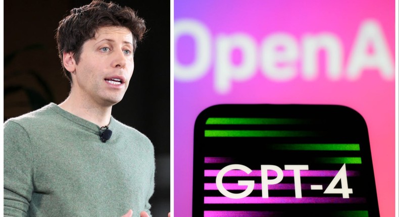 Sam Altman, the OpenAI CEO, and an illustration of GPT-4.JASON REDMOND/AFP via Getty Images;  Jaap Arriens/NurPhoto via Getty Images