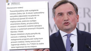 TVN24 przerwała konferencję Ziobry. Stacja odpowiada ministrom: panom pomyliła się cenzura z redakcją