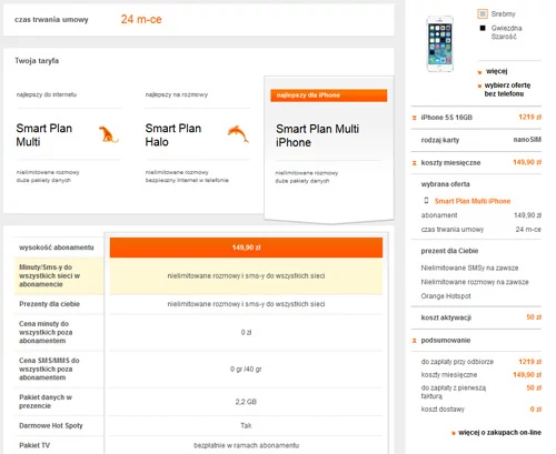 Orange ma dość ciekawą ofertę, choć niestety nie ma możliwości zakupu smartfonu za złotówkę