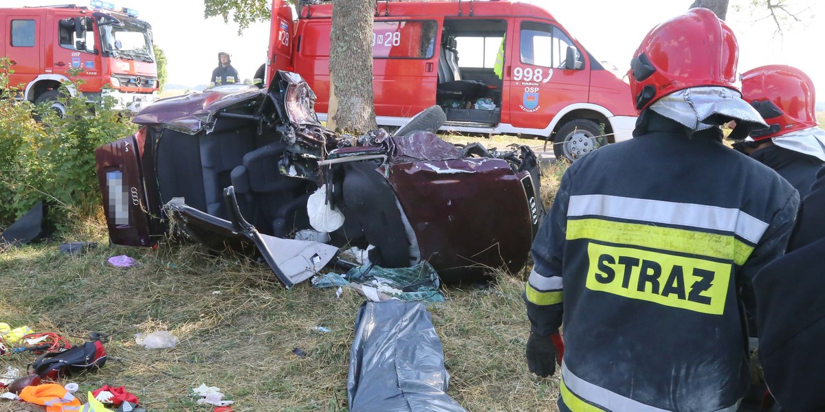 Auto Niemca rozbiło się na drzewie