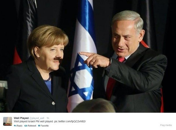 Premier Izraela przyprawia Merkel hitlerowski wąsik [Hit Internetu]