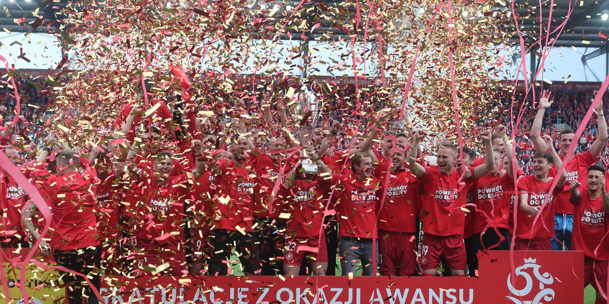 Pilka nozna. Fortuna I liga. Widzew Lodz - Podbeskidzie Bielsko-Biala. 22.05.2022
