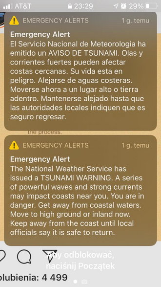 SMS z ostrzeżeniem o zbliżającym się tsunami
