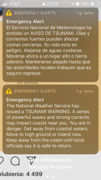 SMS z ostrzeżeniem o zbliżającym się tsunami