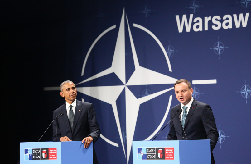 Barack Obama i Andrzej Duda na szczycie NATO
