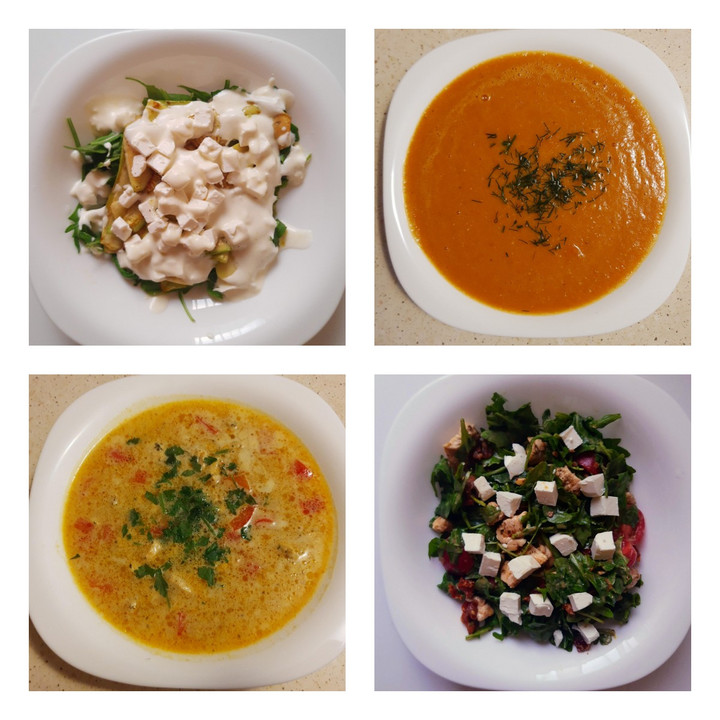 Posiłki w Diet by Ann Low IG są urozmaicone, sycące i łatwe w przygotowaniu. Na zdj. sałatki i zupy, które przyrządziłam w ok. 15 min